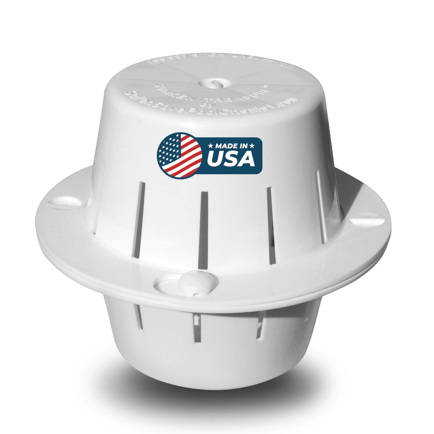 The Original Sinking & Floating Chlorine Dispenser for Pool, Uses Less Chlorine, Less Chlorine Odor, It Sinks & Cleans & Floats Back Up, Replaces Pool Chlorine Floater, The Sunken Treasure, White