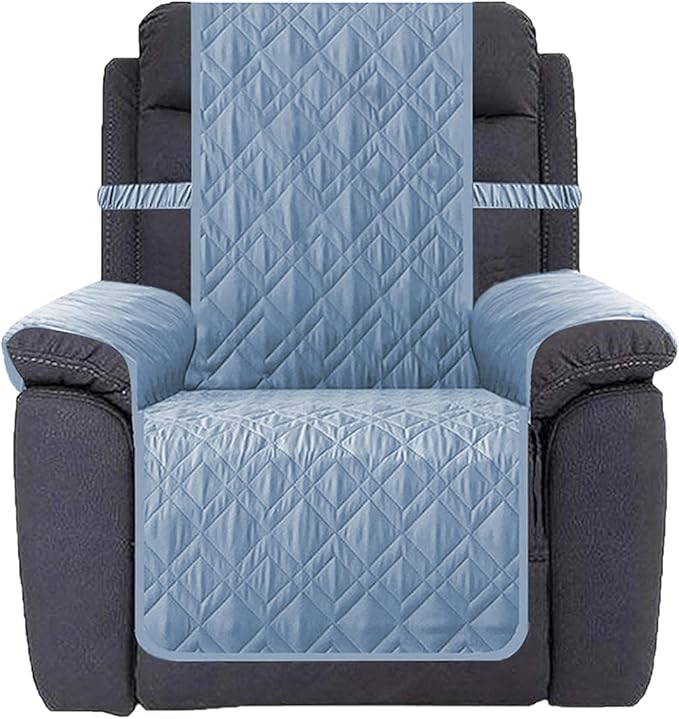Ameritex Waterproof Nonslip Recliner Cover Stay in Place, Dog Chair Cover Furniture Protector, Ideal Recliner Slipcovers for Pets and Kids (Stoneblue, 23")