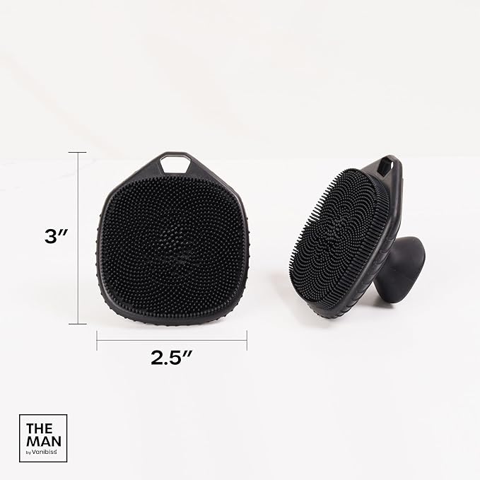 The Man Silicone Face Scrubber for Men - Gentle Exfoliator Face Massager - Removes Dead & Dry Skin - Facial Cleansing Brush