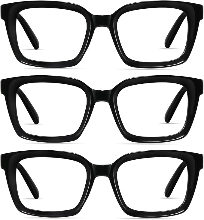 XVXV Reading Glasses for Women Men - Blue Light Blocking Readers Oversize Square Anti Glare with Spring Hinge