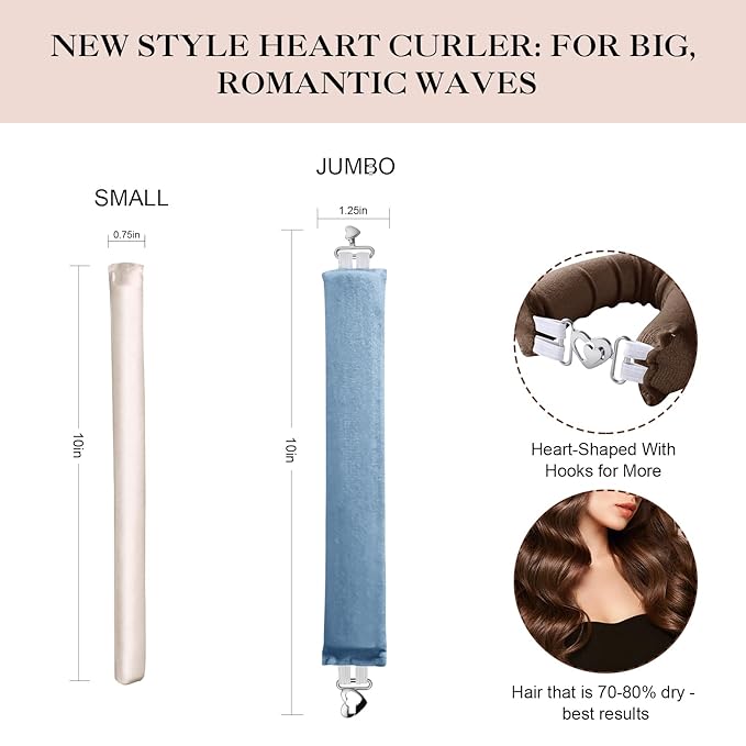 Heatless Curls Overnight Set for Natural Hair, Comfortable Easy-Lock Rollers, Heat-Free Hair Curlers for Long Textured Hair, 4PCS Blue