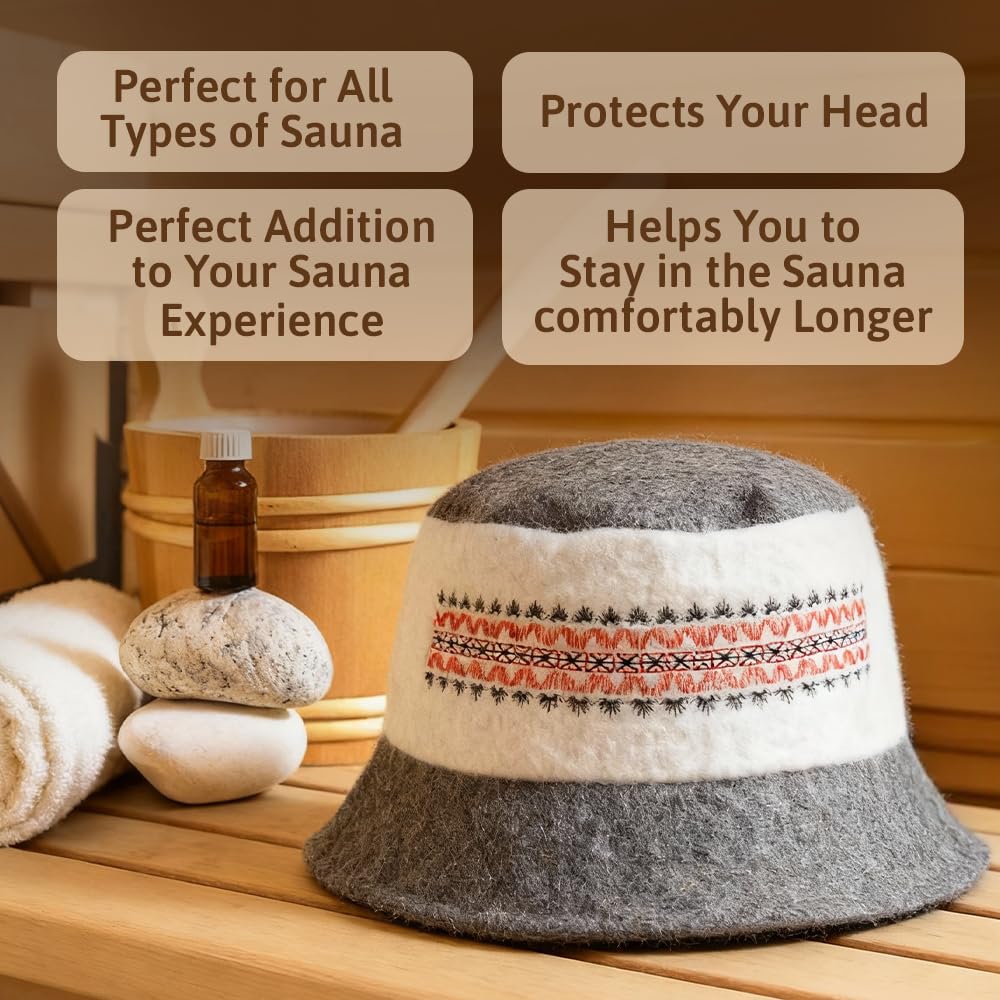SHSH trade group Ukrainian Wool Sauna Hat Embroidered Ornament Vyshyvanka Ukraine Banya Bucket Sauna Hat for Women and Men Finnish Banya Cap