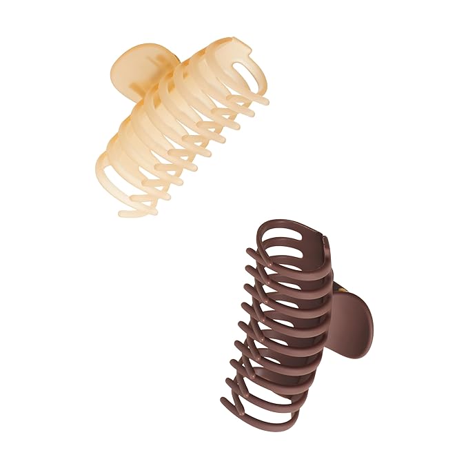 Goody SlideProof Large Claw Clips - 2 Ct, Soft Pink & Earthy Brown, Secure Grip Hair Styling Accessories for Women & Men, All Hair Types