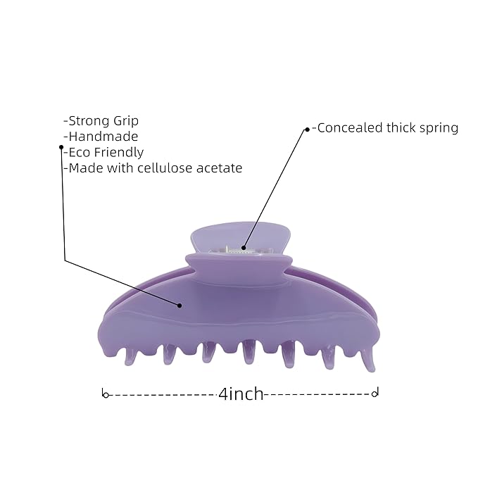 Durable Acetate Hair Clips - 4-Inch Taro color Claw Clips for Fine and Thick Hair (Taro color)