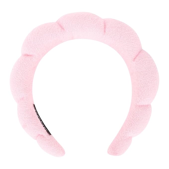 Pink Spa Headbands for Women and Girls - Terry Cloth for Washing Face, Makeup Removal, Shower, and Hair Care