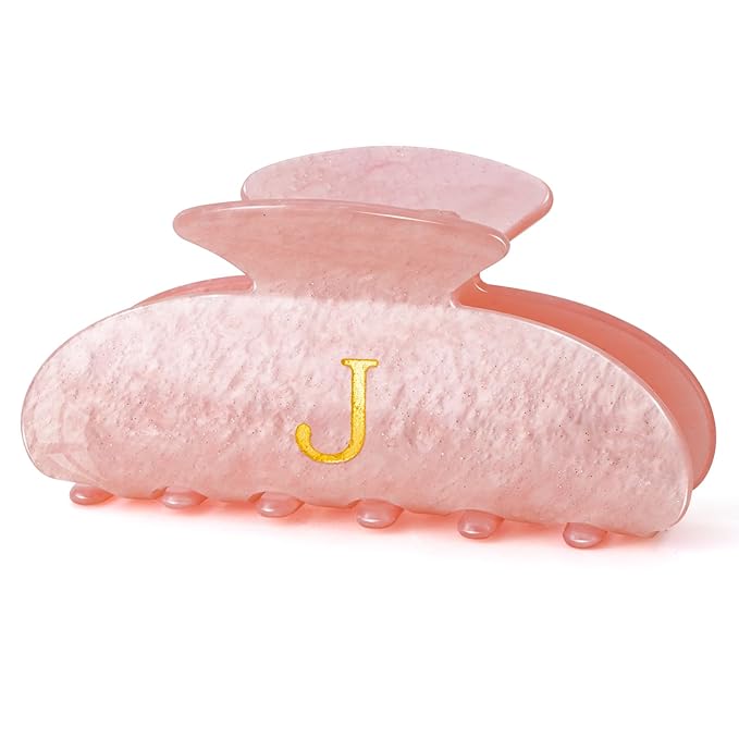 Birthday Gift for Girls Initial Hair Clips Personalized Hair Claws Teacher Gifts for 3 4 5 6 7 8 9 10 11 12 13 Year Old Girls - Pink,J