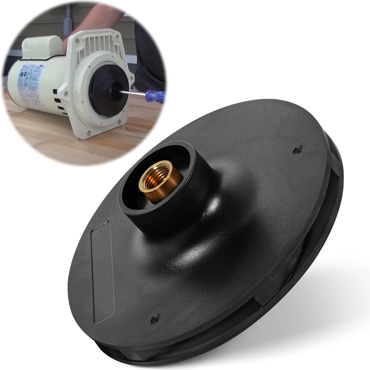 Bzcovac 073129 Impeller Compatible with WhisperFlo 1HP 1.5 HP and 2 HP Pool and Spa Pump, Black