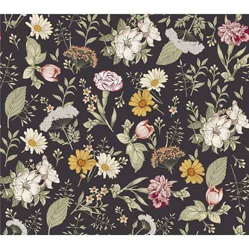 Flower Wallpaper,17.71" x 118.1"Thicken Peel and Stick Wallpaper Leaf Wall Paper Self-Adhesive Contact Paper for Living Room Bedroom Washroom Cabinet Wall