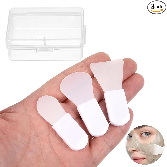 3 Pcs Silicone Face Mask Applicator Mini Makeup Spatula Brush Set, Portable Beauty Tools for Cosmetic Mask, Eye Cream, Body Lotion, Serum, Body Butter