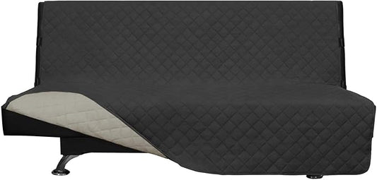 Easy-Going Futon Sofa Slipcover Reversible Sofa Cover Armless Futon Cover Furniture Protector Couch Cover Water Resistant Pets, Kids, Children, Dog, Cat (Futon, Darkgray/Beige)