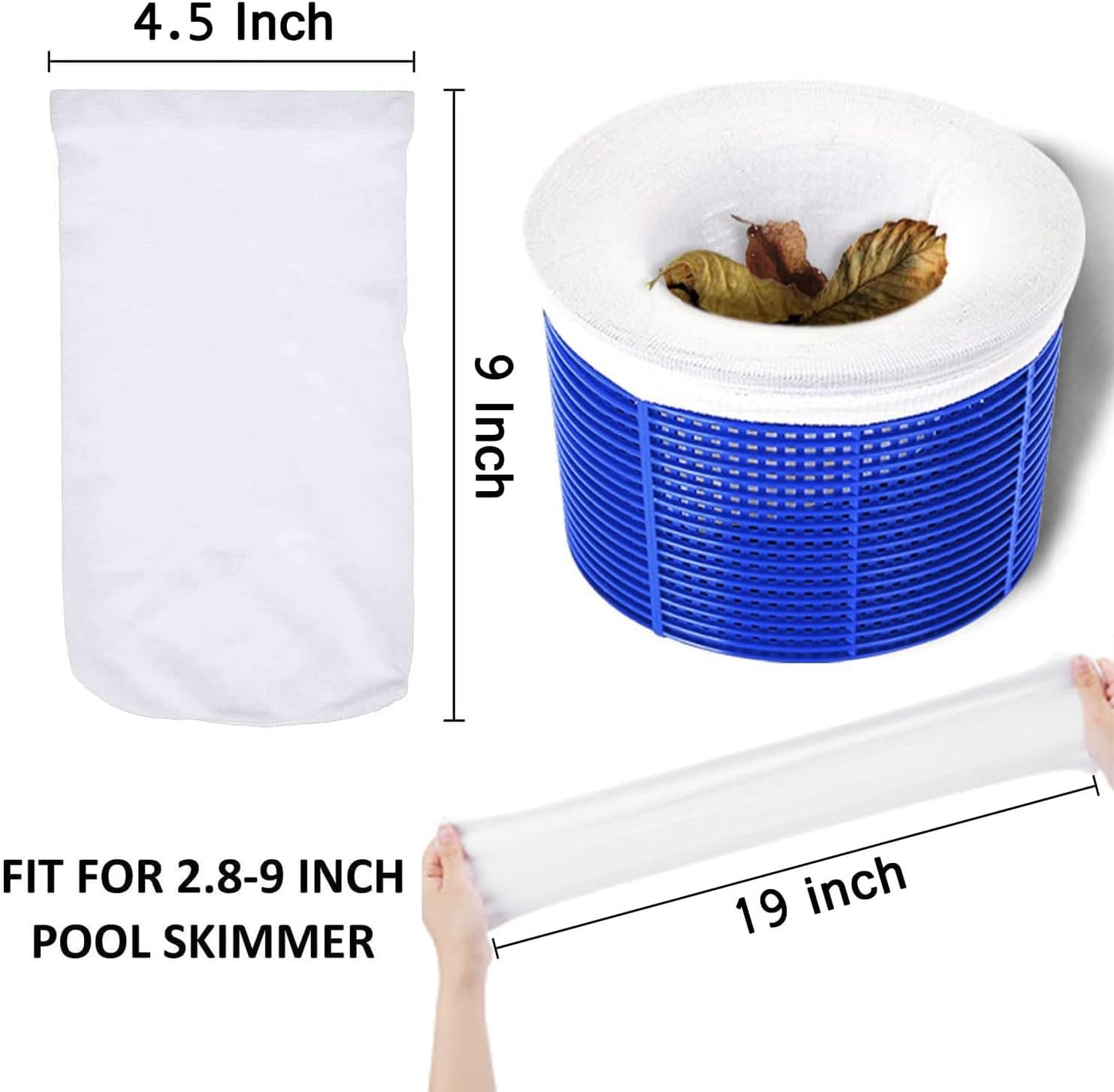 RECHIATO 50 Pack Pool Skimmer Socks for Pool Filters, Filters Baskets and Skimmers to Filter Debris and Leaves, Protact Filter System of Inground and Above Ground Pools