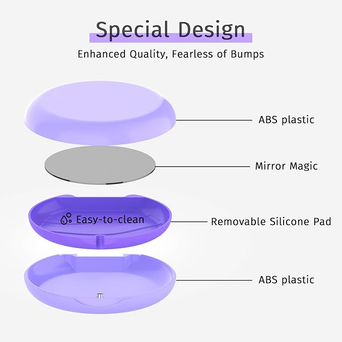 2 Pack Retainer Case with Mirror, Compatible with Invisalign, Slim Aligner Case for Travel, Includes Removal Tools, Seaters & Brush, Magnetic Secure Closure Retainer Box - Purple