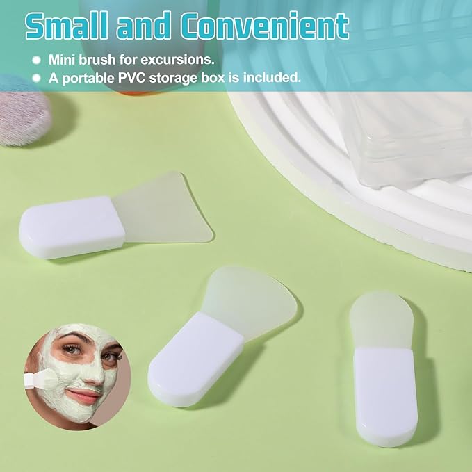3 Pcs Silicone Face Mask Applicator Mini Makeup Spatula Brush Set, Portable Beauty Tools for Cosmetic Mask, Eye Cream, Body Lotion, Serum, Body Butter