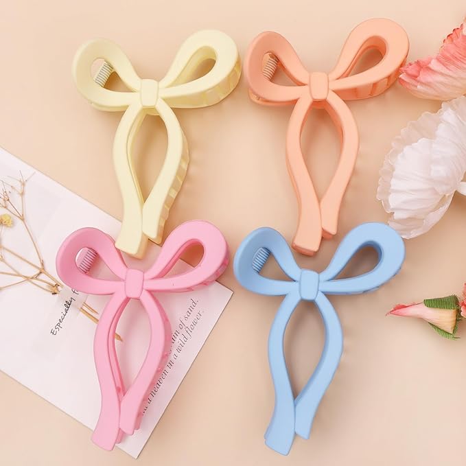 4 Pcs Bow Hair Clips Elegant Hair Claw Butterfly Hair Accessories for Girls Nonslip Butterfly Clips Hair Styling Accessories for Women
