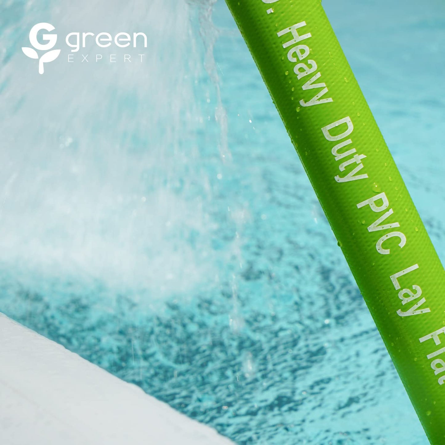 Green Expert 1-1/2" ID PVC Lay-Flat Discharge Hose, Sump Pump Accessory, 100FT Heavy-Duty Pool Backwash & Water Transfer Hose, Steel Clamp Kit Included