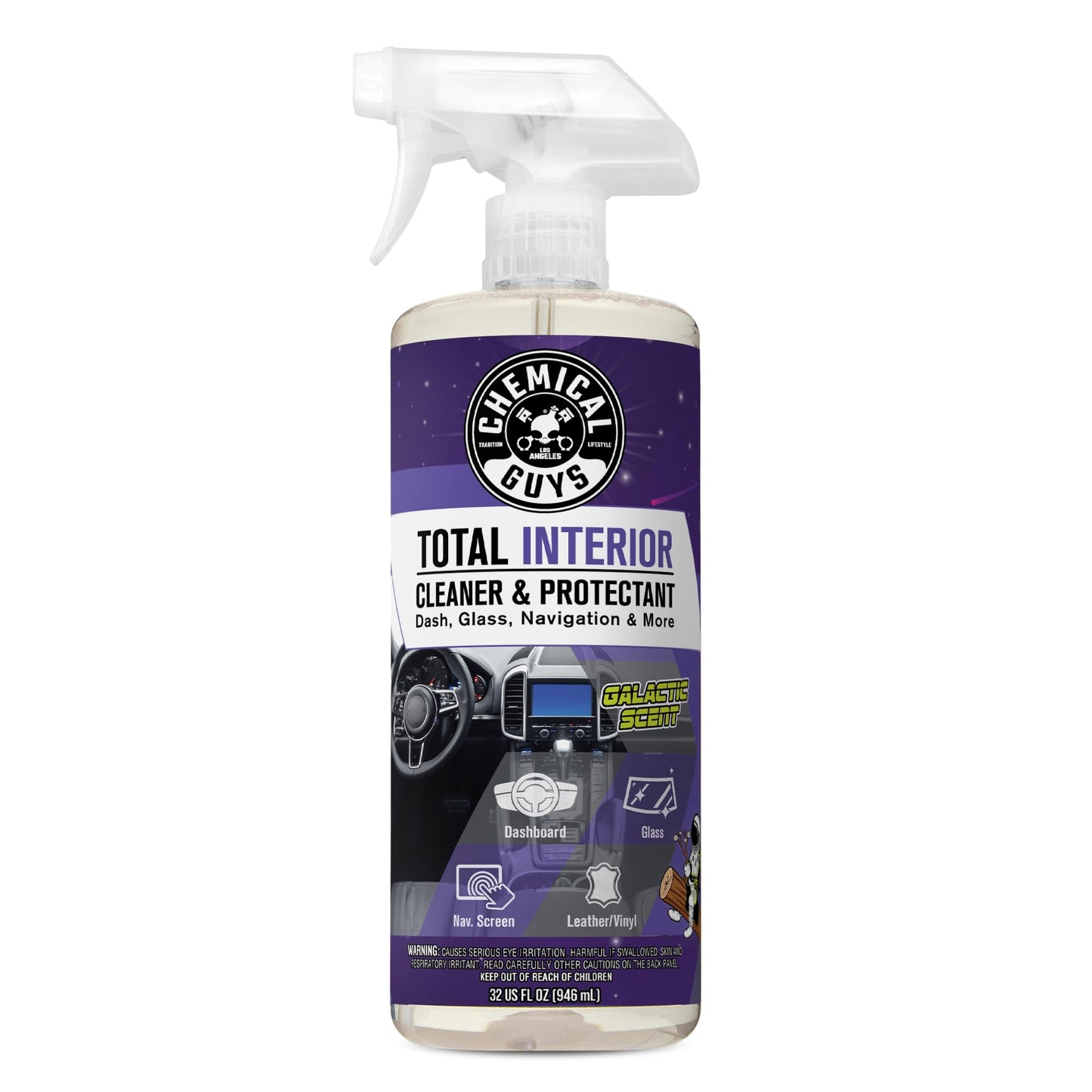 Chemical Guys Total Interior Cleaner & Protectant - 32 oz Galactic Scent All-in-One Car Interior Cleaner for Dash, Seats, Carpet, Glass, Vinyl, Leather, and Plastic - Cleans & Protects Every Surface