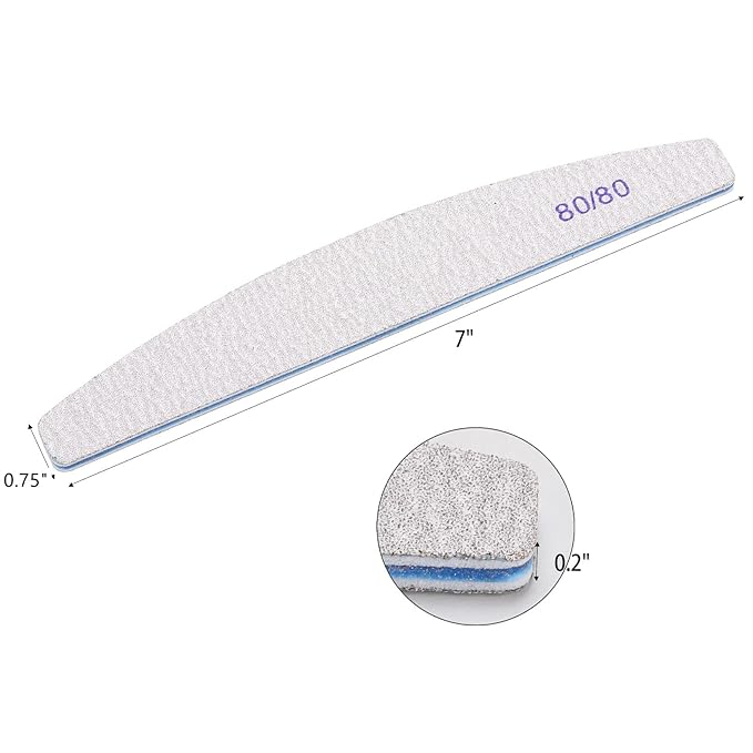 25 Count Coarse Nail Files 80/80 Grit, Reusable Rough Nail Files Double Sided Emery Boards for Acrylic Nails