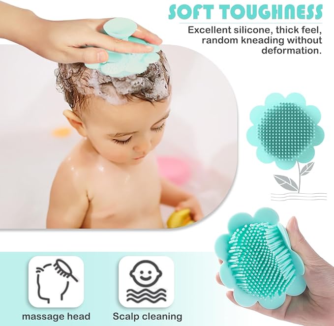 Baby Cradle Brush - Silicone Massage & Exfoliator Brush for Newborns to Toddlers (Green)