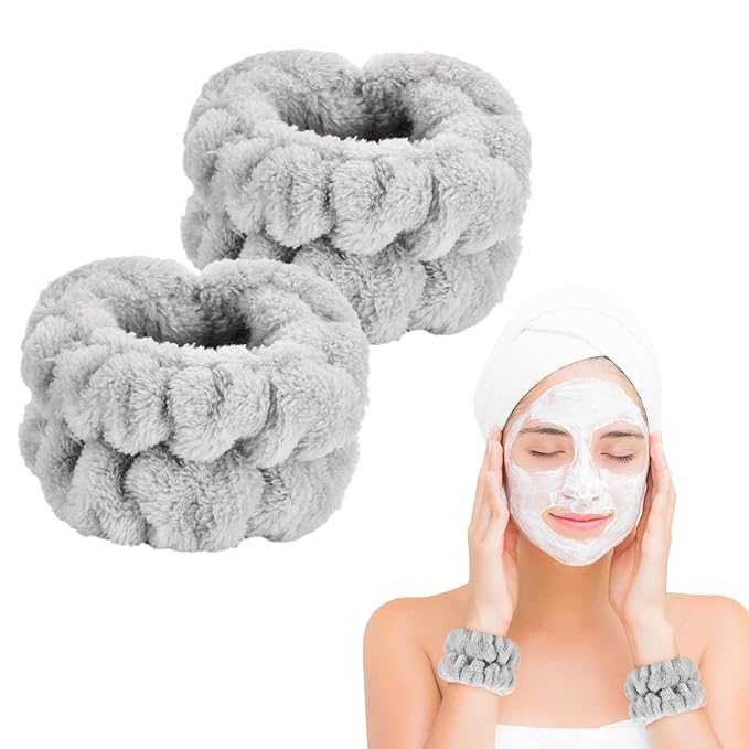 2 Pcs Wrist Bands for Washing Face-Dorbetar, Microfiber Wrist Towels for Washing Face, Spa Wristbands for Washing Face, Face Wash Wristbands, Arm Bands for Washing Face for Woman and Children