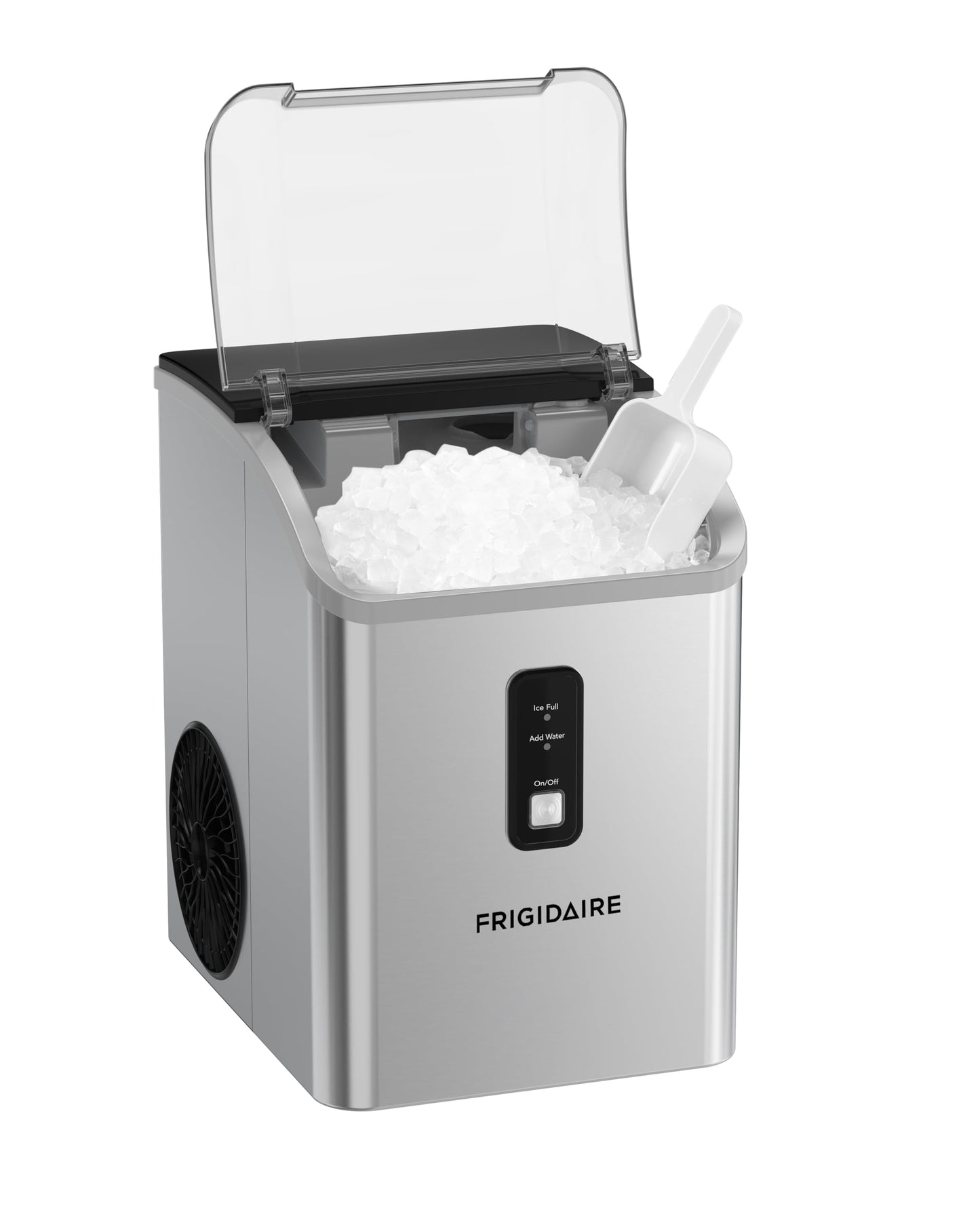 Frigidaire Countertop Crunchy Chewable Nugget Ice Maker, Compact, 33lbs per Day, Metallic Finish
