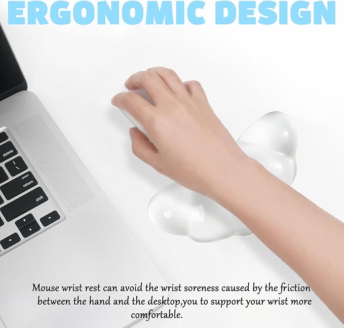 Gel Wrist Rest for Keyboard and Mouse Transparent White Bread Elbow Pad Cushion Ergonomic Cute Clear Cool Croissant Mouse Wrist Pad Support Silicone Non-Slip Computer Gaming Home Office Hand Pillow