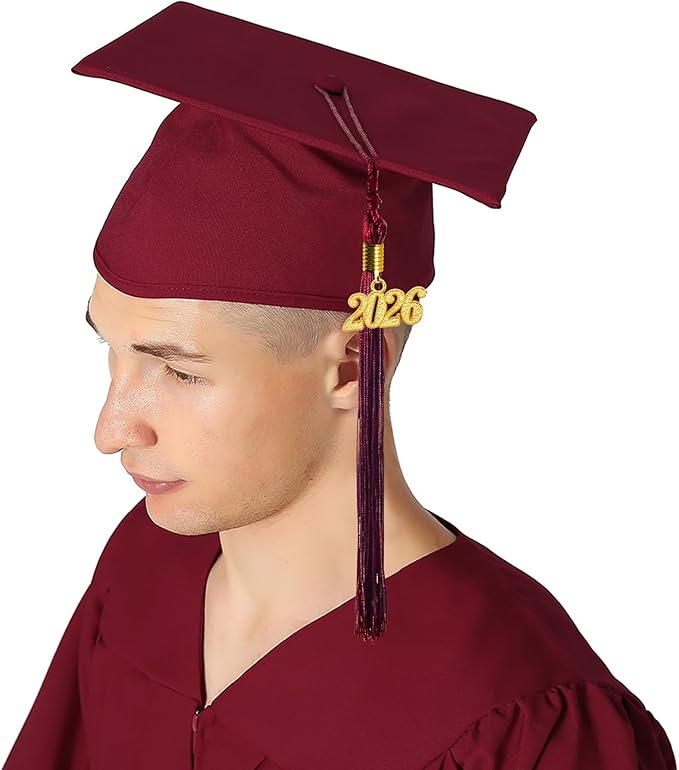 GraduationMall Matte Graduation Cap with 2026 Tassel for High School & Bachelor