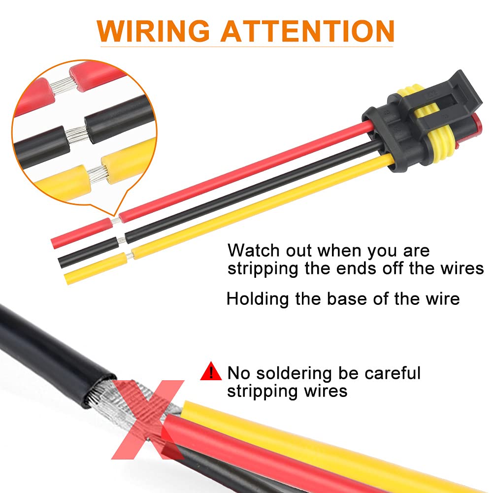NAOEVO 3 Pin Connector Waterproof, 16 AWG 3 Wire Connectors, Automotive Electrical Male and Female Plug with Heat Shrink Tubing for Car Truck Boat Wire Connection, 6 Kits