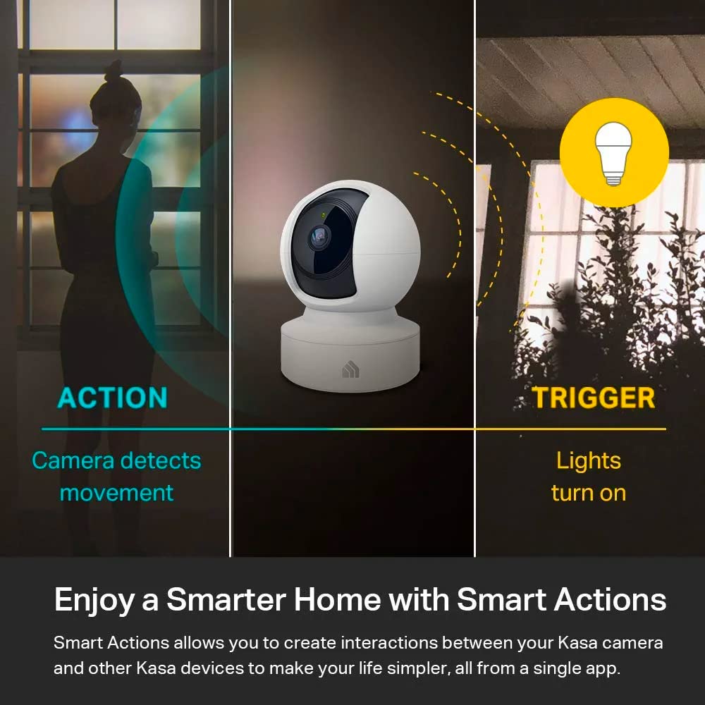 Kasa 1080p Indoor Pan/Tilt Wired Security Camera - Works as a Baby & Pet Monitor, Motion Detection & Tracking, 2-Way Audio, Night Vision, Subscription-Free Local Storage or Optional Cloud, EC70