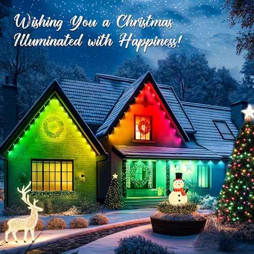 Permanent Outdoor Lights,100ft with 72LED Eaves Light, IP65 Waterproof RGB Light with AppControl, DIY SceneModes, Eave Lights for House Roof, Garden Dcor, Christmas Outdoor Decoration