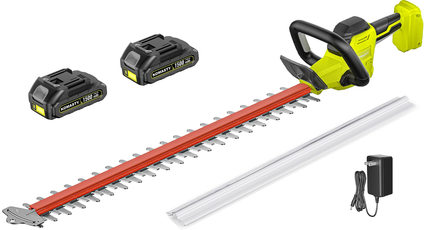 22 Inch Hedge Trimmer Cordless with 2 Batteries and Charger, 20V Handheld Electric Hedge Trimmer with Dual-Action Blades, Lightweight Bush Trimmer Pruning Shears Grass Cutter Shrub for Yard and Garden