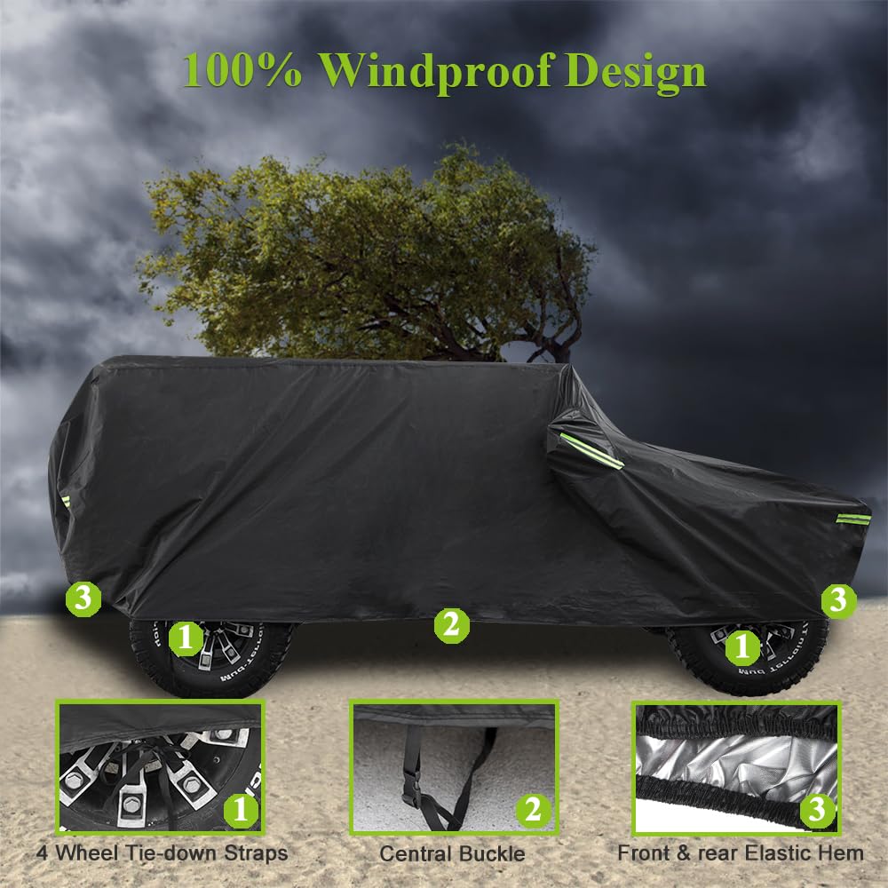 Morhept Waterproof Cover for Jeep Wrangler JK JL CJ YJ TJ 4 Door 1987-2026 Outdoor Sun Rain Wind Snow Protection Dustproof Covers with Driver Door Zipper Black