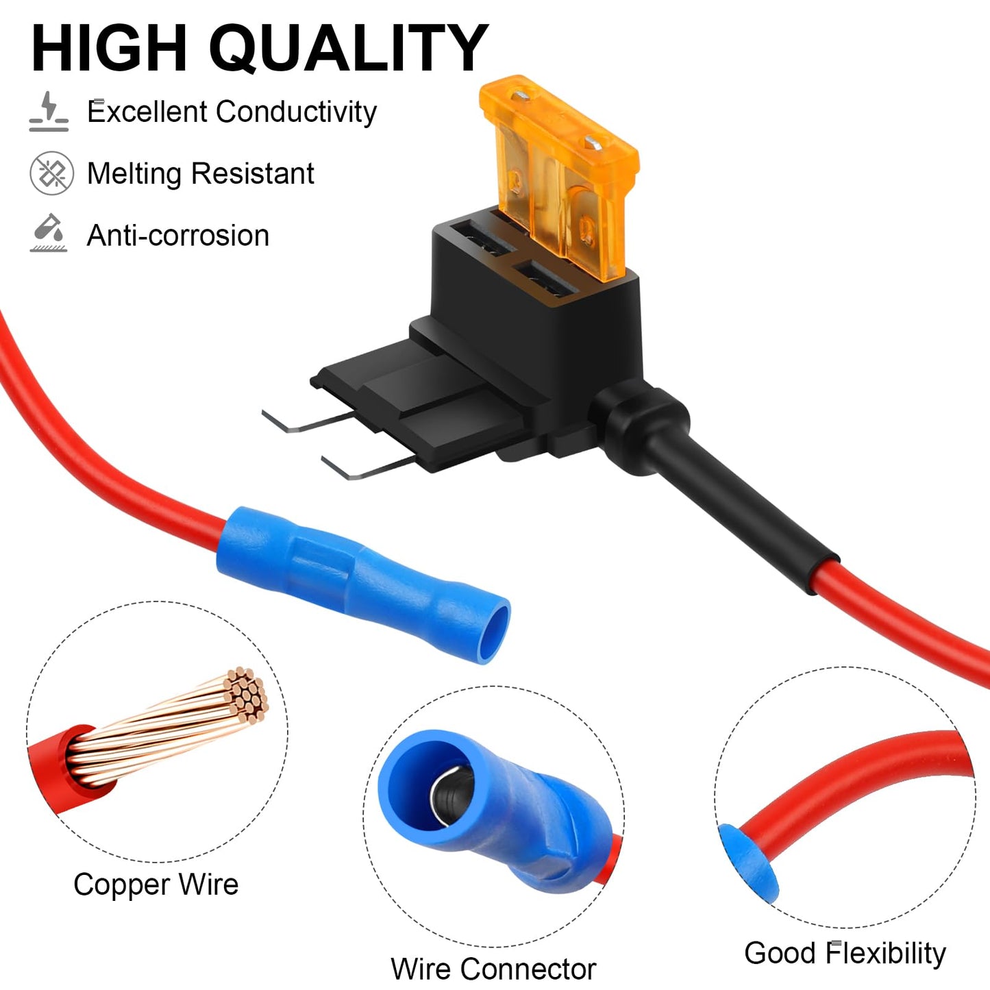 Cooclensportey 16 Pack 4 Types Fuse Tap, Upgraded 12V Car Add a Circuit Fuse Tap Kit - Standard Mini Micro2 and Low Profile Mini Fuses Taps, ATO ATC ATM APM Fuses Adapter Jumper for Cars Trucks Boats