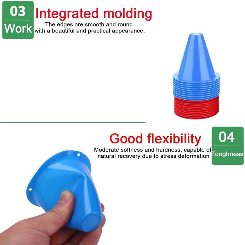 OUKENS Training Marker Cones, 10pcs 3 Inch Mini Sports Cones, Football Training Sports Equipment Roller Skating Barriers, Pe Cones, Plastic Marker Holder Accessory for Fitness Practice, Green