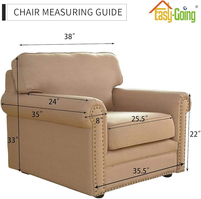 Easy-Going Chair Sofa Slipcover Reversible Sofa Cover Water Resistant Couch Cover Furniture Protector Cover with Elastic Straps for Pets Kids Children Dog Cat (Chair, Darkgray/Beige)
