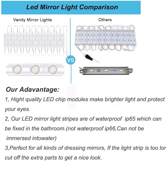 Led Vanity Mirror Lights, Hollywood Style Vanity Make Up Light, 10ft Ultra Bright White LED, Dimmable Touch Control Lights Strip, for Makeup Vanity Table & Bathroom Mirror, Mirror Not Included