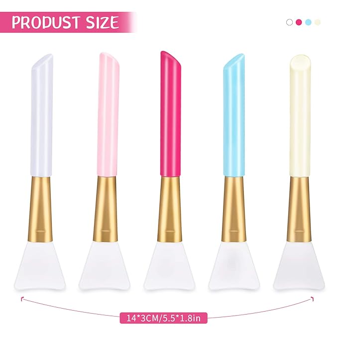 Patelai 20 Pieces Silicone Face Mask Brushes with Storage Box, Silicon Epoxy Facial Mud Cosmetic Mask Applicator Brushes for Foundation, Body Lotion and Body Butter Beauty Tools