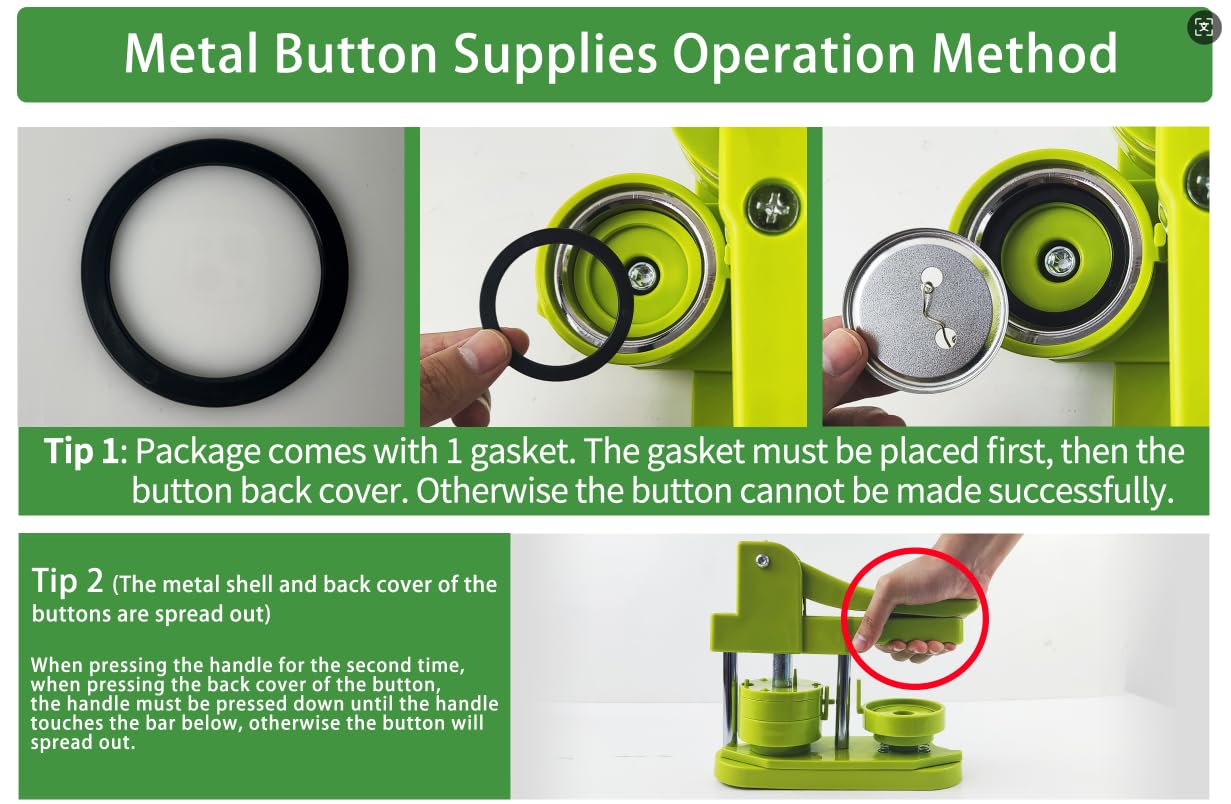 Onemorello 200 Sets Button Maker Supplies, 58mm / 2.28 inch Button Supplies Buttons Parts, (Approx. 2.25 inch) Metal Blank Badge Parts with Blank Paper for Buttons Maker Machine Pin Maker Press