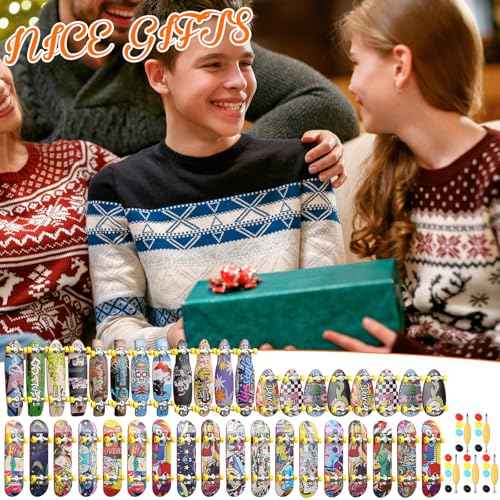Hiboom 50 Pack Fingerboard Finger Skateboards Professional Finger Boards Collectible Mini Skateboards Creative Fingertips Movement Toys Finger Sports Party Favors for Teens Adults, Random Style