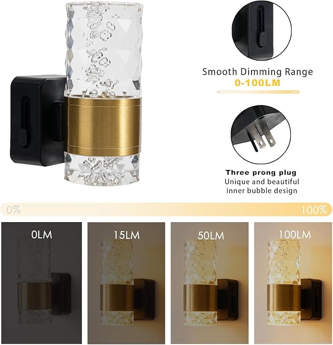 HSPRODGD Night Lights Plug into Wall, 2 Pack 3000K Dimmable LED Night Light with Auto Light Sensor, Night Light Plug in with Adjustable Brightness, for Bathroom Bedroom Kitchen Hallway Decor