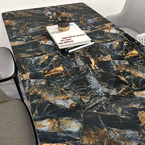 Wallercity Glossy Black/Gold Marble Wallpaper for Backsplash Peel and Stick Countertops Self Adhesive Wall Paper Sticker Waterproof Kitchen Marble Contact Paper for Cabinets Shelf Liner 15.8''x78.7''