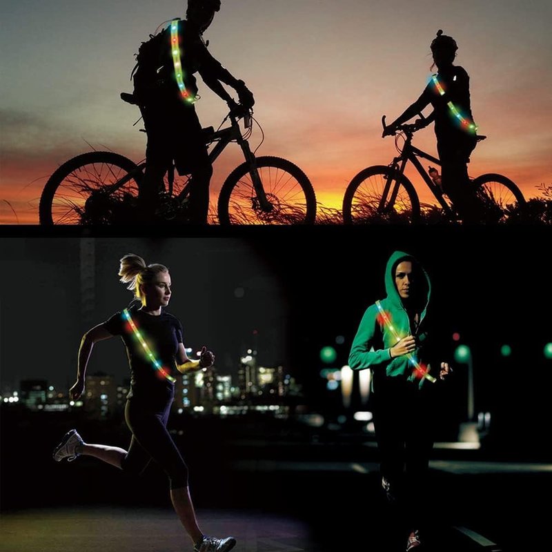 xcvoc Running Lights for Runners Light Up Vest for Night Walking Neon Vest Shoulder Light Led Belt for Night Safety Wearable Led Lights Reflective Sash