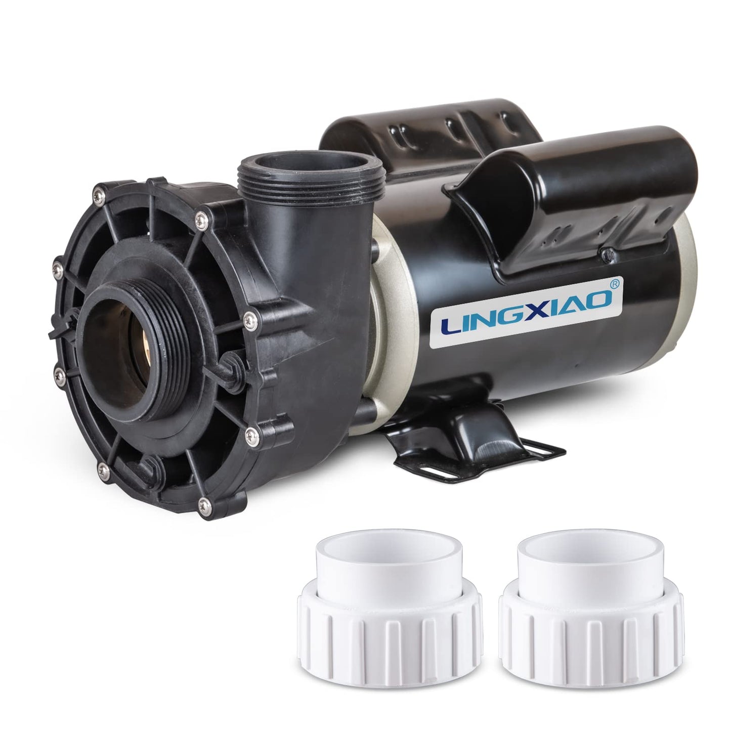 LINGXIAO SPA Pump, 2 Speed Hot Tub SPA Pump - 1.5HP LX SPA Motor, 115V, 2"Port, 48 Frame - (Model: 48WUA1001C-II)