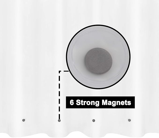 Barossa Design Extra Long Shower Curtain Liner with 6 Magnets - 72" x 84" XL, Waterproof PEVA Shower Liner for Bathroom, PVC Free, Metal Grommets - Frost, 72x84