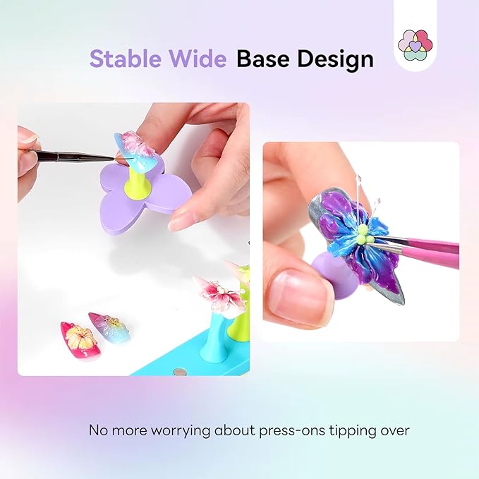 SAVILAND Nail Stand for Press Ons: Cat Eye Magnetic for Nail 3 Set Strong Magnetic Nail Holder for Painting Nails Acrylic Nail Stand 200 Double-Sided Tapes Fake Nail Holder for Practice False Nail DIY