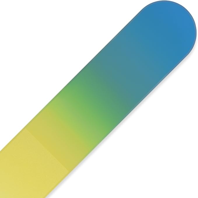 Mont Bleu Rainbow Crystal Nail File in Black Pouch - Large/Professional Size - Czech Tempered Glass - Handmade in Bohemia (Czech Republic)