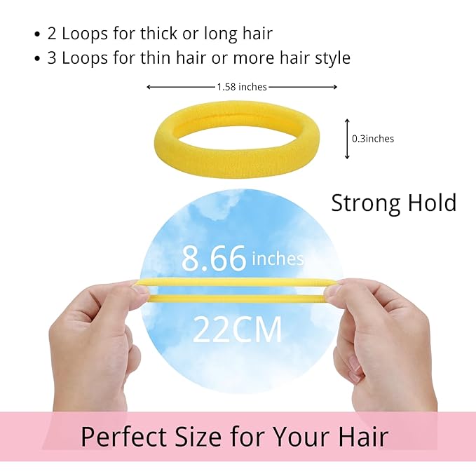 LuSeren 120 Pcs Yellow Hair Ties for Women, No Damage Soft Seamless Nylon Hair Elastics for Thick Hair, Ponytail Holders, Solid Yellow Hair Accessories