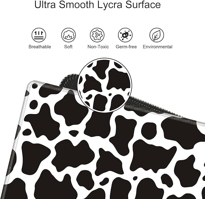 36x12 Mouse Pad Gaming Desk Mat Large Mousepad Cow Print Desk Pad Long Extended Protector Mat Full Laptop Mat for Wireless Mouse Non Slip Work Computer