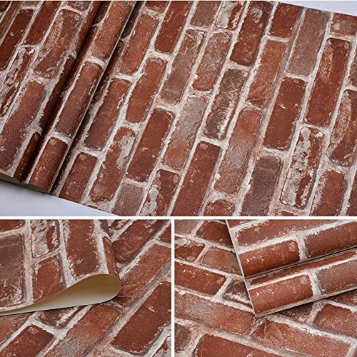Okydoky Rustic Red Brick Peel and Stick Wallpaper, Self-Adhesive, Vinyl Waterproof, Vintage, No.57104-3