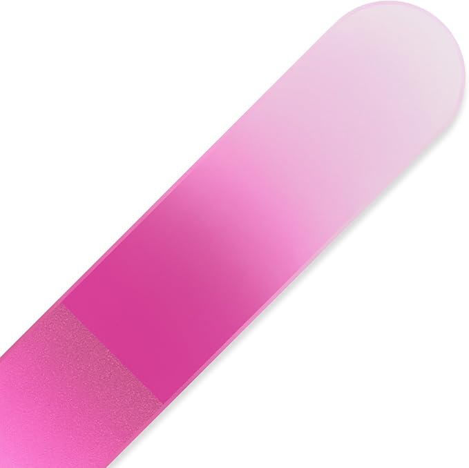 Mont Bleu Rainbow Crystal Nail File in Black Pouch - Large/Professional Size - Czech Tempered Glass - Handmade in Bohemia (Czech Republic)