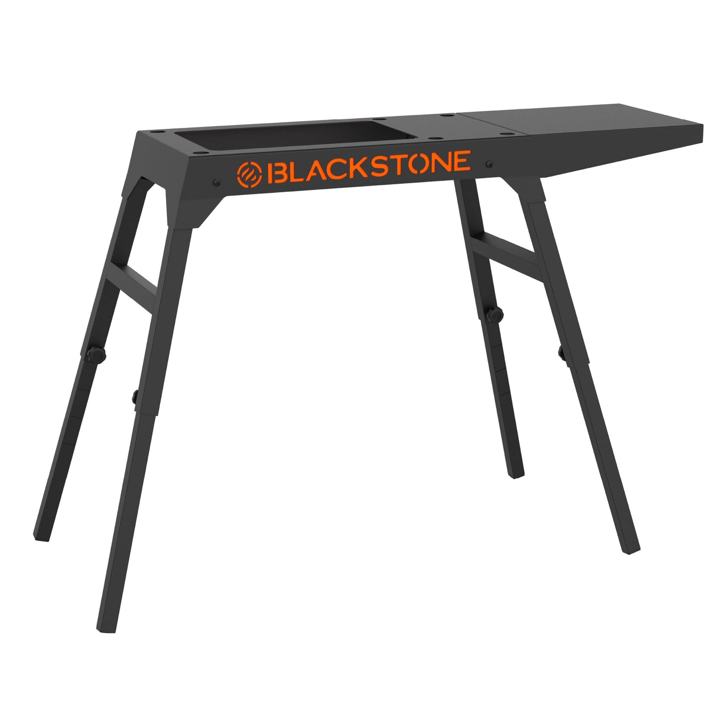 BLACKSTONE 5013 Collapsible 17” and 22” Tabletop Griddle Stand with Adjustable Legs and a Removable Side Shelf, Powder Coated Steel, Black